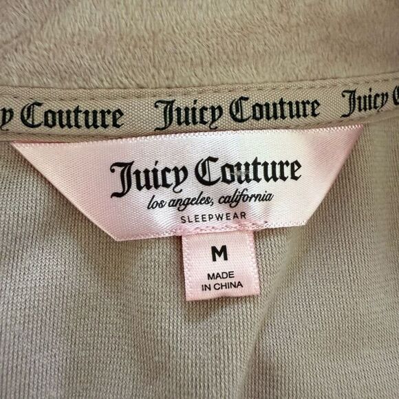 Juicy Couture Silky Soft Pink Velour Silver Bling Stud Cropped Button Up M - Picture 11 of 13